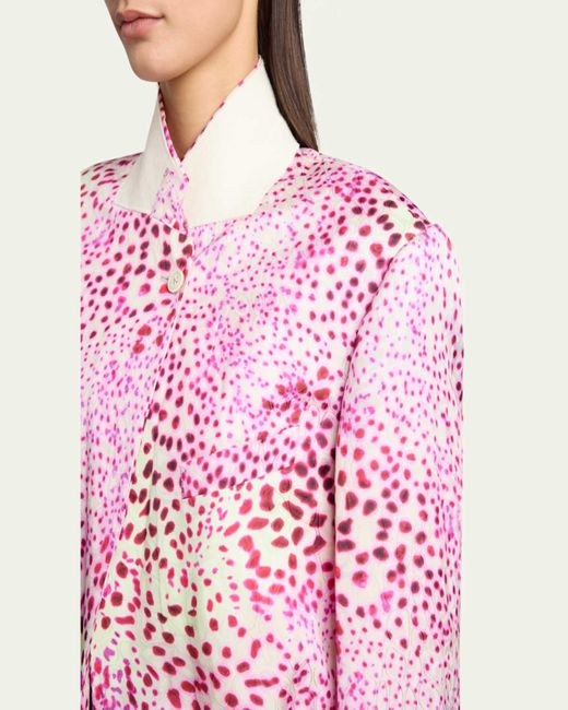 Dries Van Noten Pink Vasti Printed Stand Collar Jacket
