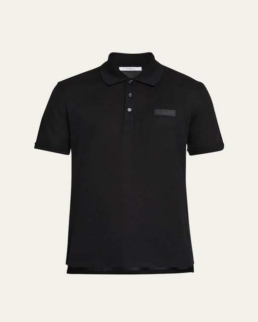 Givenchy Black Grosgrain Label Pique Polo Shirt for men