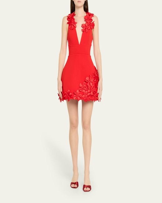 Bronx and Banco Estelle Floral Appliqu Fit & Flare Mini Dress in Red | Lyst
