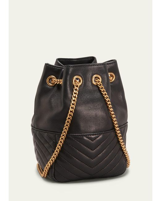 Saint Laurent Black Joe Mini Ysl Bucket Bag In Smooth Leather