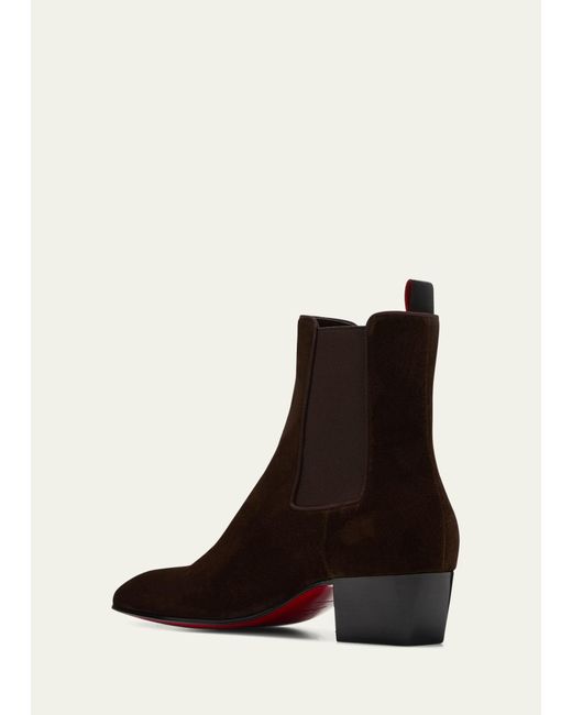 Christian Louboutin Black Rosalio Leather Red-sole Chelsea Boots for men