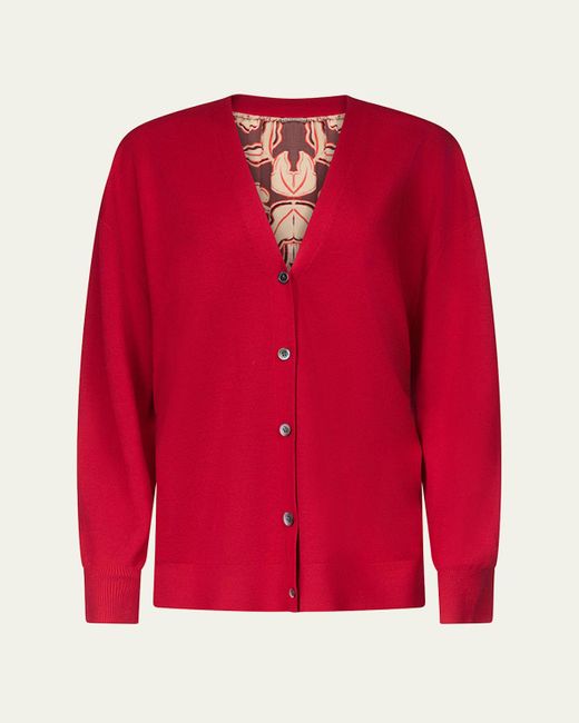Diane von Furstenberg Red X Henry Zankov Murano Oversized Silk-Back Cardigan