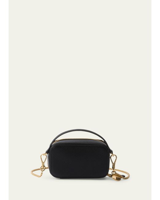 Prada Black Mini Zip Saffiano Leather Crossbody Bag