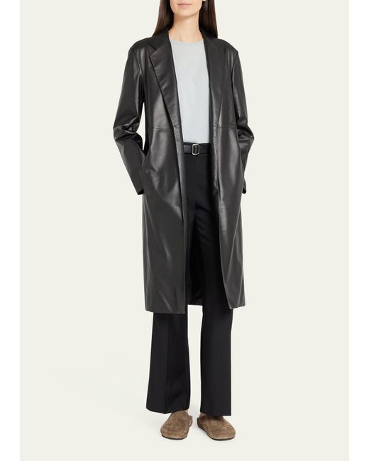 The Row Black Babil Open-front Leather Coat
