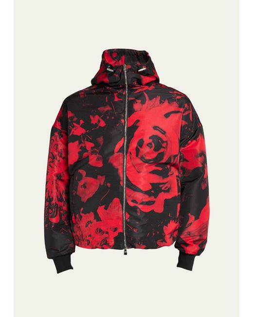 Alexander McQueen Red Floral Wax Seal Print Jacket for men