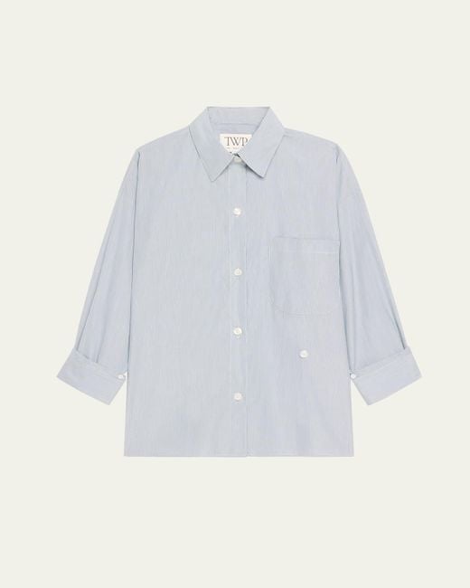 Twp White New Earl Striped Button-Front Shirt