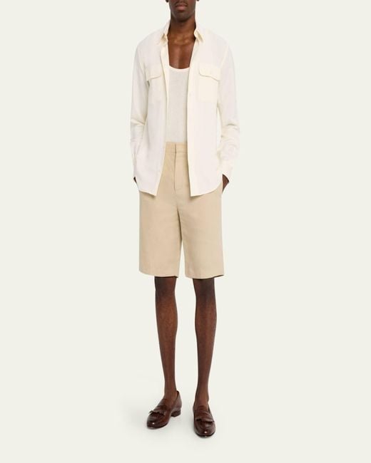 Ralph Lauren Natural Silk And Linen Flap Pocket Button-Down Shirt for men