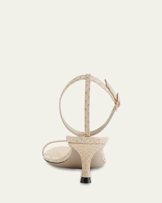 Christen Natural Python Ankle-Strap Sandals