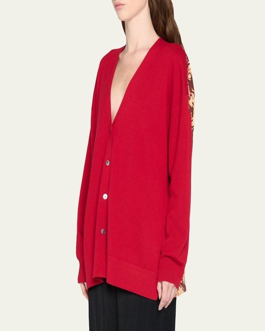 Diane von Furstenberg Red X Henry Zankov Murano Oversized Silk-Back Cardigan