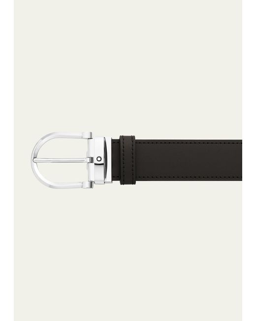 Montblanc White Leather Buckle Belt for men