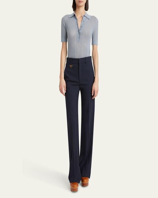 Chloé Blue Boyish Straight-Leg Tailored Trousers