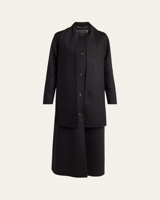 Kiton Black Scarf-Neck Cashmere Overcoat