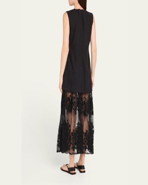 Sea Black Arielle Lace V-Neck Midi Dress