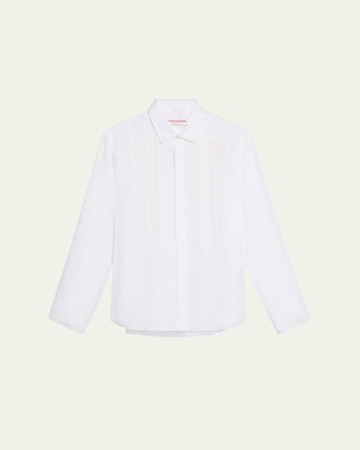 Orlebar Brown White Giles Linen Applique Tailored-Fit Sport Shirt for men