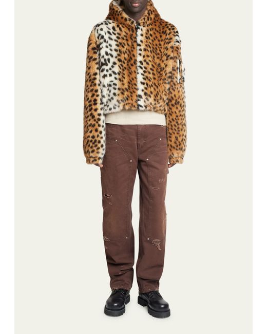 Givenchy Natural Faux Leopard Fur Blouson Jacket for men
