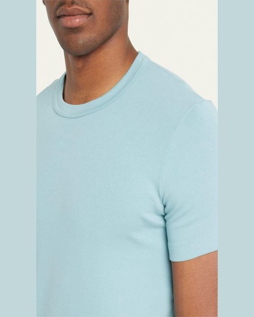 Tom Ford Blue Solid Stretch Jersey T-Shirt for men