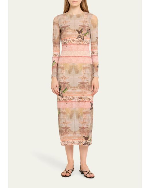 Alice + Olivia Pink Versailles Delora Long-sleeve Ankle-length Dress
