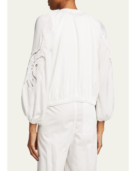 Kobi Halperin White Lenox Blouson-sleeve Zip Jacket
