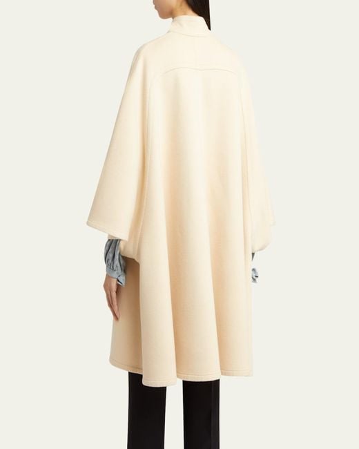 Valentino Garavani Natural Bow Three-Quarter Sleeve Wool Cashmere Cape