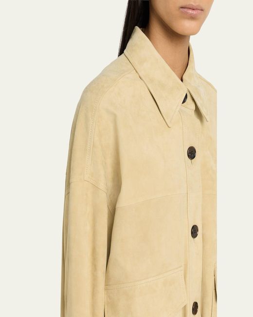Arma Natural Kaylee Button-Down Lambskin Suede Jacket