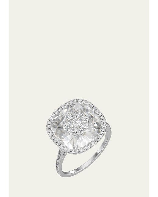 Bhansali 18k White Gold 13mm Cushion-cut Ring With Diamonds