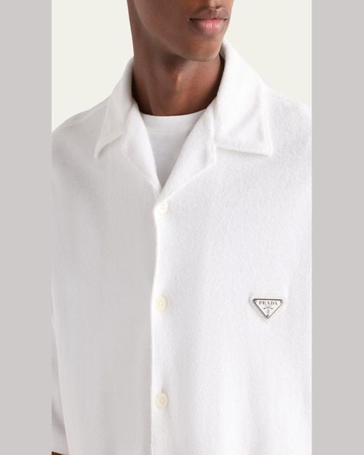 半額以下★PRADA Terry Bowling Shirt White Cotton terry bowling shirt in white - Prada | Mytheresa