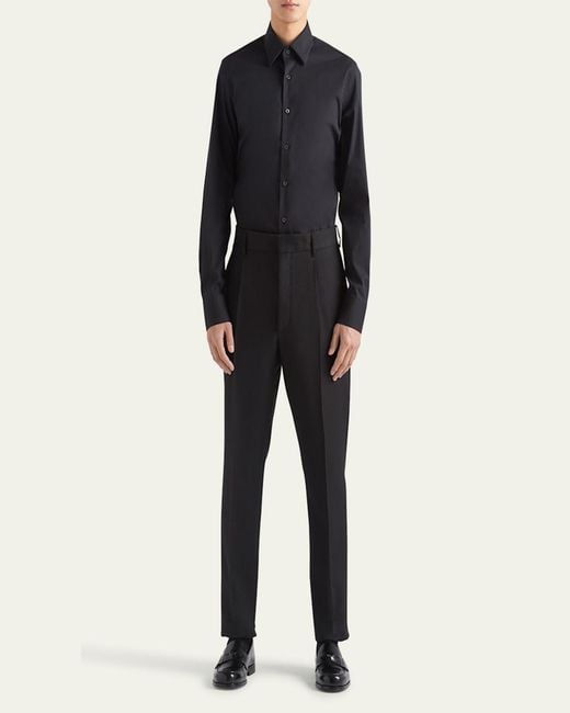 Prada Blue Classic Stretch Poplin Sport Shirt for men