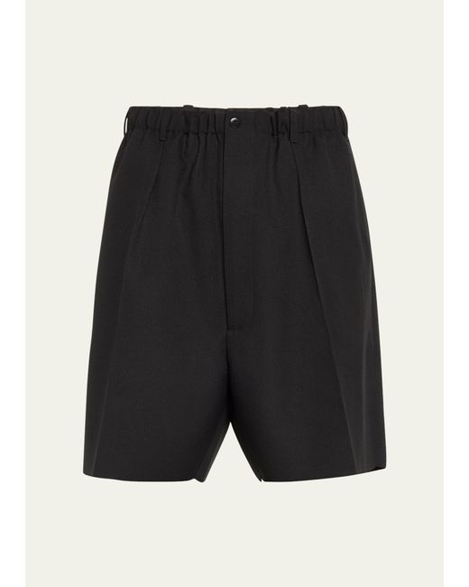 Random Identities Black Drop-crotch Twill Worker Shorts for men