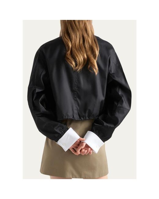 Prada Black Logo Drawstring-Hem Jacket