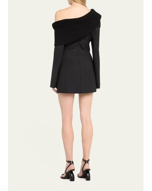 Monse Black Off-shoulder Knit Blazer Mini Dress