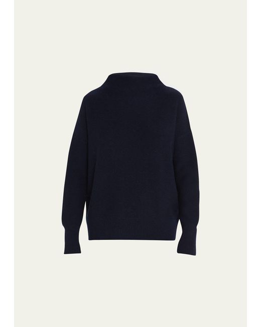 Vince Blue Boiled Cashmere Funnel-neck Sweater