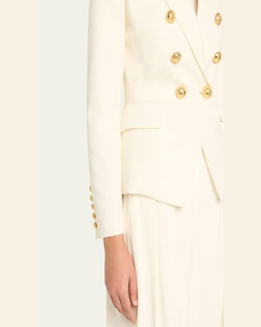 Balmain Natural Classic Double-Breasted Fitted Wool Jacket