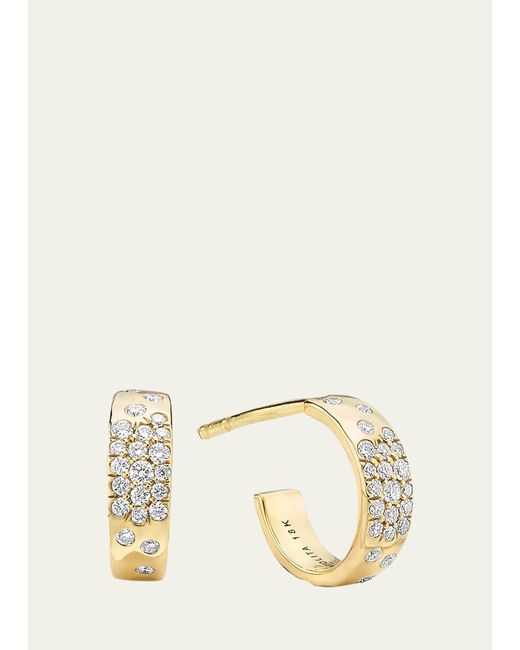 Ippolita Natural Huggie Hoop Earrings In 18k Gold With Diamonds