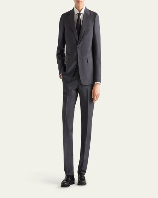 Prada Blue Mohair-Wool Solid Suit for men