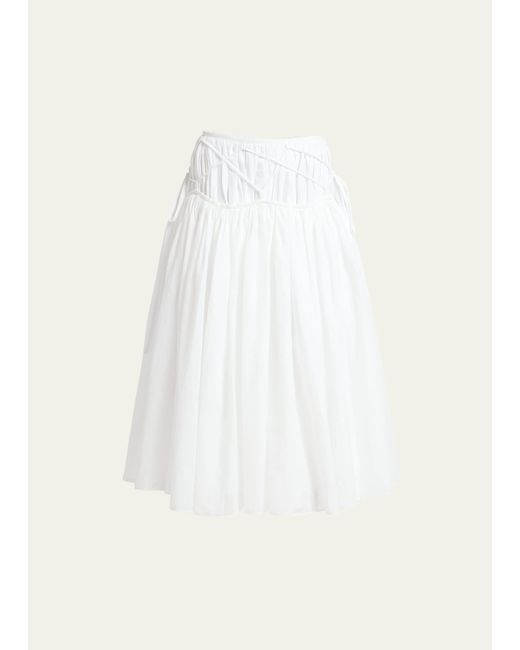 Quira White Layered Self-tie Maxi Skirt