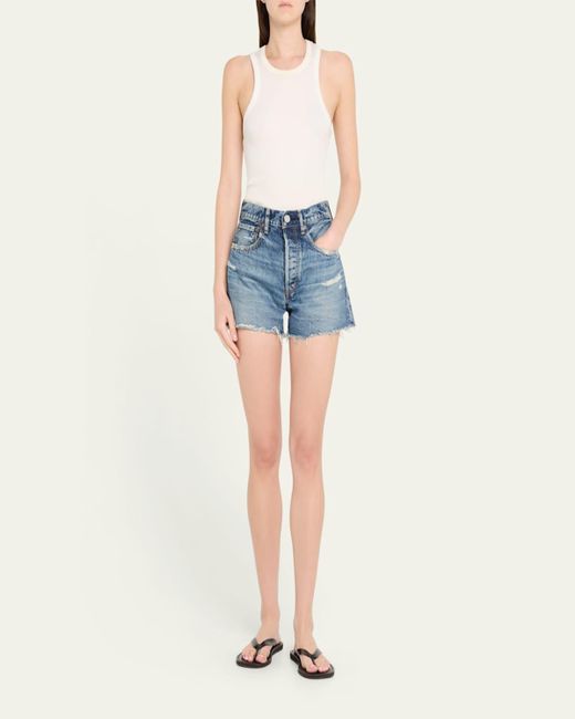 Moussy Blue Manhasset Distressed Denim Shorts