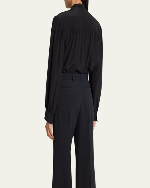 Chloé Black Organic Silk Crepe De Chine Neck-Scarf Blouse