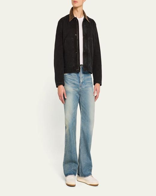 Saint Laurent Black Canvas Corduroy-Collar Work Jacket for men