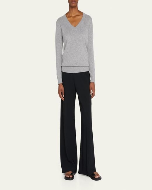Vince White Weekend V-Neck Cashmere Pullover Sweater
