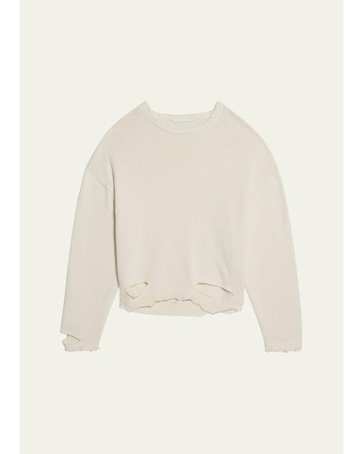Helmut Lang Natural Distressed Crew Sweater for men
