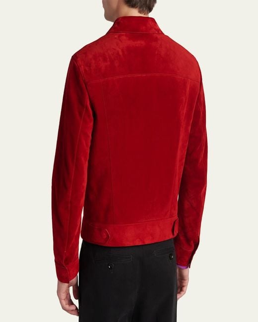 Tom Ford Green Suede Snap-Front Western Jacket for men
