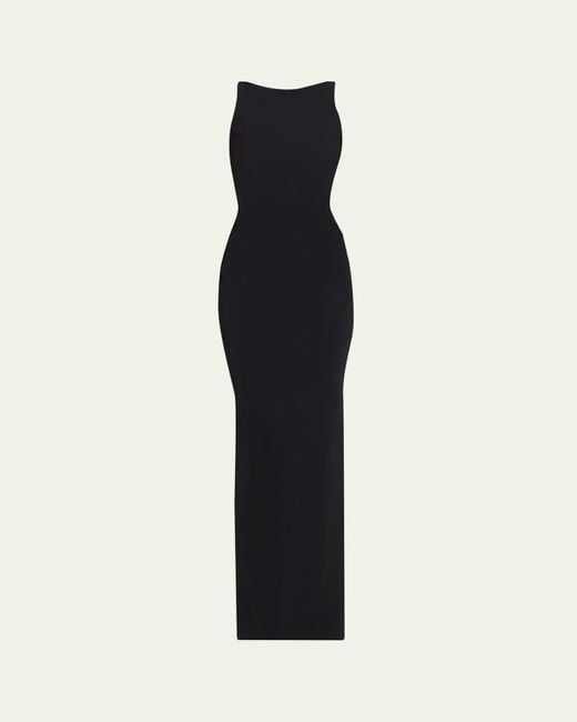 La Petite Robe Di Chiara Boni Blue Eman Sleeveless Draped Column Gown