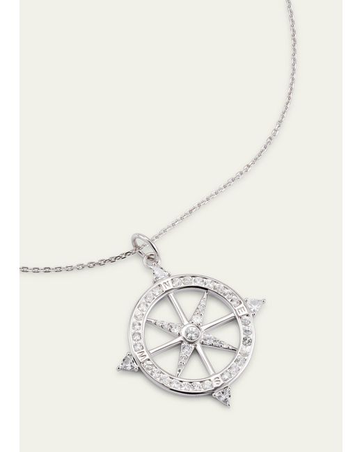 Monica Rich Kosann White Adventure Sterling Silver And Sapphire Compass Necklace