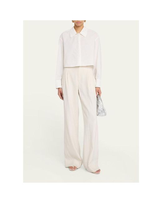 A.L.C. Natural Maude Cropped Button-Front Top