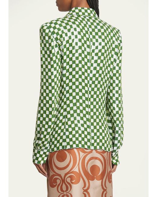 Dries Van Noten Green Carsies Embellished Button-front Shirt