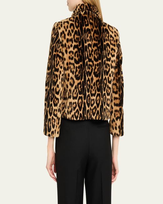 Nili Lotan Natural Montmartre Leopard Shearling Cropped Jacket