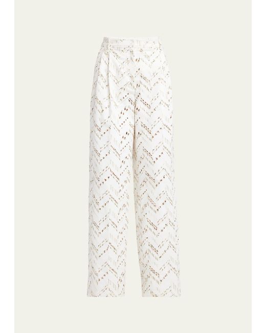 Missoni Natural Space-dyed Broderie Anglaise Poplin Trousers