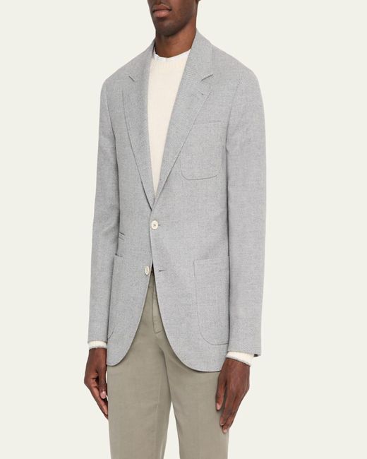 Brunello Cucinelli Gray Cavallery Twill Sport Jacket for men