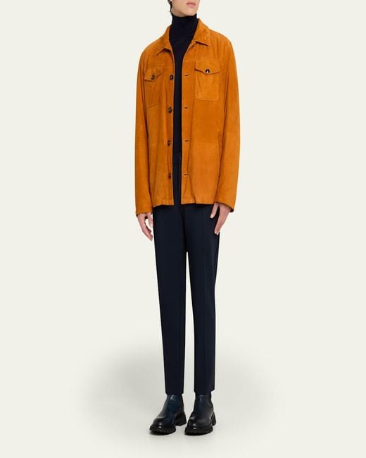 Kiton Orange Suede Jacket for men