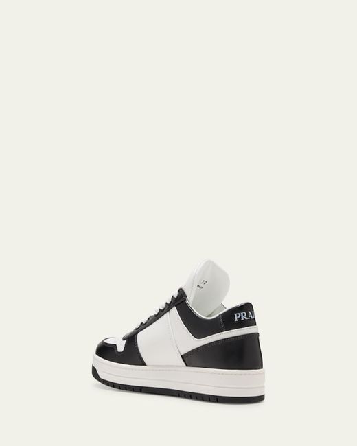 Prada White Downtown Brand-Plaque Leather Low-Top Trainers